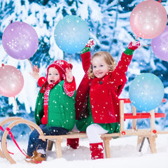 Leitee snowflake punch balloons with rubber band handles, easy to grab.