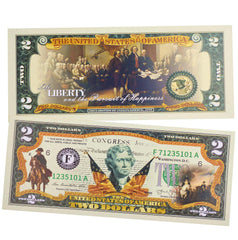 LEKA NEIL Declaration of Independence 2-dollar bill close-up highlights historic design