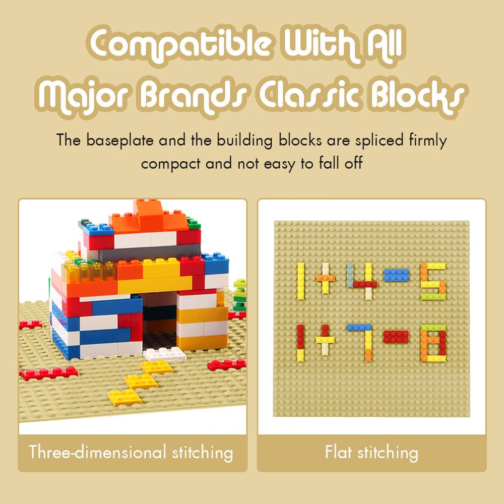 Lekebaby baseplate 10x10 sand closeup highlights durability and premium plastic.