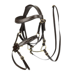 LeMieux Hobby Horse Grackle Bridle in brown leather for pretend tack.