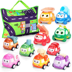 Lemofix toy cars 10-pack with playmat, ideal for home play and travel-friendly fun