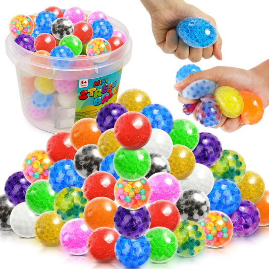 Lemostaar 72-pack squishy stress balls in bright colors for focus and calm use.