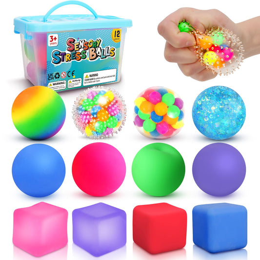 Lemostaar stress balls 12-pack colorful in hand for calm sensory relief