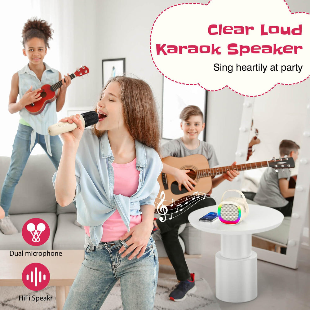 LENRUE karaoke machine LED light effects brighten kid performances