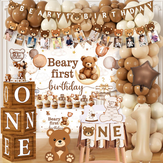 Lenyunge Beary first birthday banner for a joyful party backdrop and photo moments