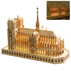 Leopmase Notre Dame LED display puzzle elevates shelf decor with a luminous centerpiece