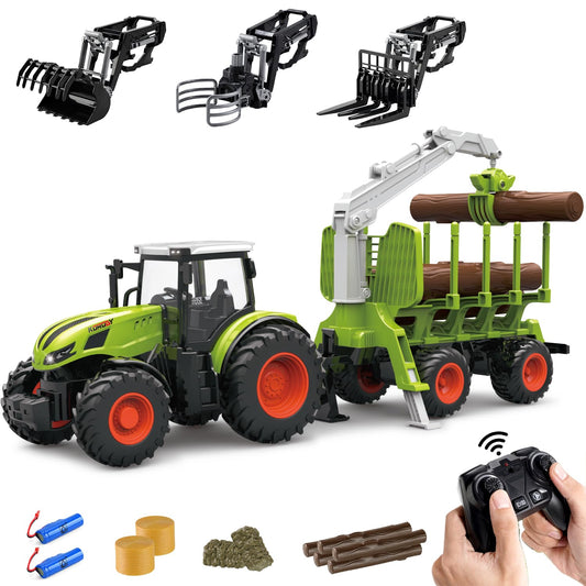 Leopmase remote control tractor front view demonstrates durable build for hours of imaginative farming play.
