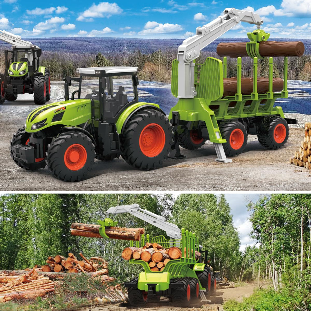 Leopmase wood-grabber accessory highlights interactive farming action during pretend harvests.