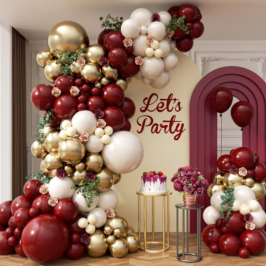 Leraqertra burgundy balloon arch kit ready for a stunning graduation backdrop