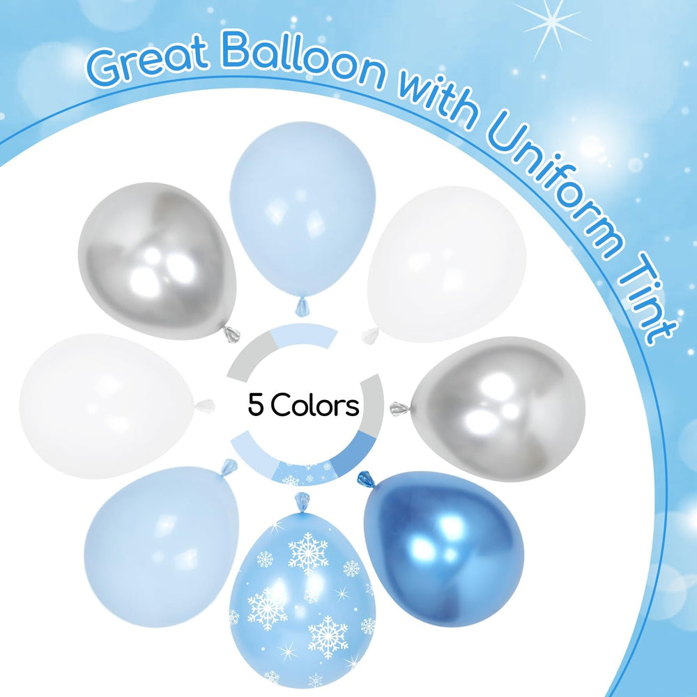 Leraqertra Snowflake Balloon Arch Kit clear foil balloons add festive shine to decor.