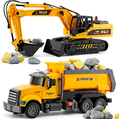 LerBao excavator with rotating cab for realistic construction play.