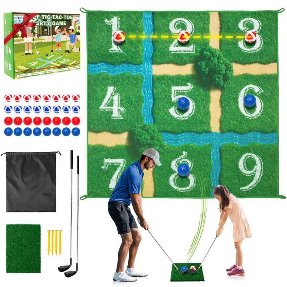 Lerine golf chipping tic-tac-toe mat for family fun indoors or outdoors