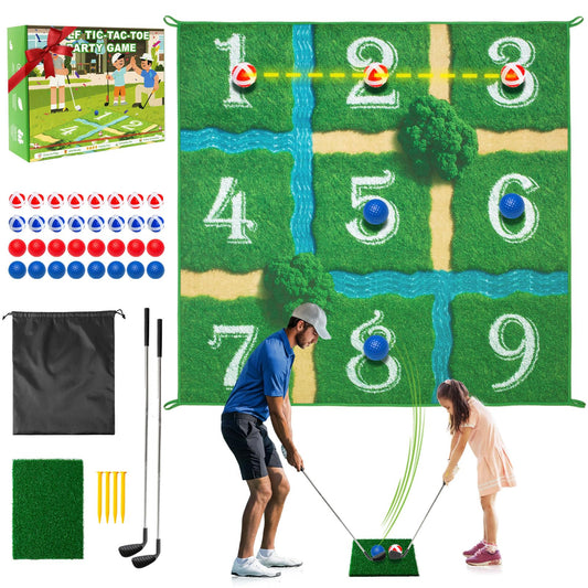 Lerine golf chipping tic-tac-toe mat for family fun indoors or outdoors