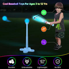 Leshein telescoping batting tee with glow features and storage-ready design