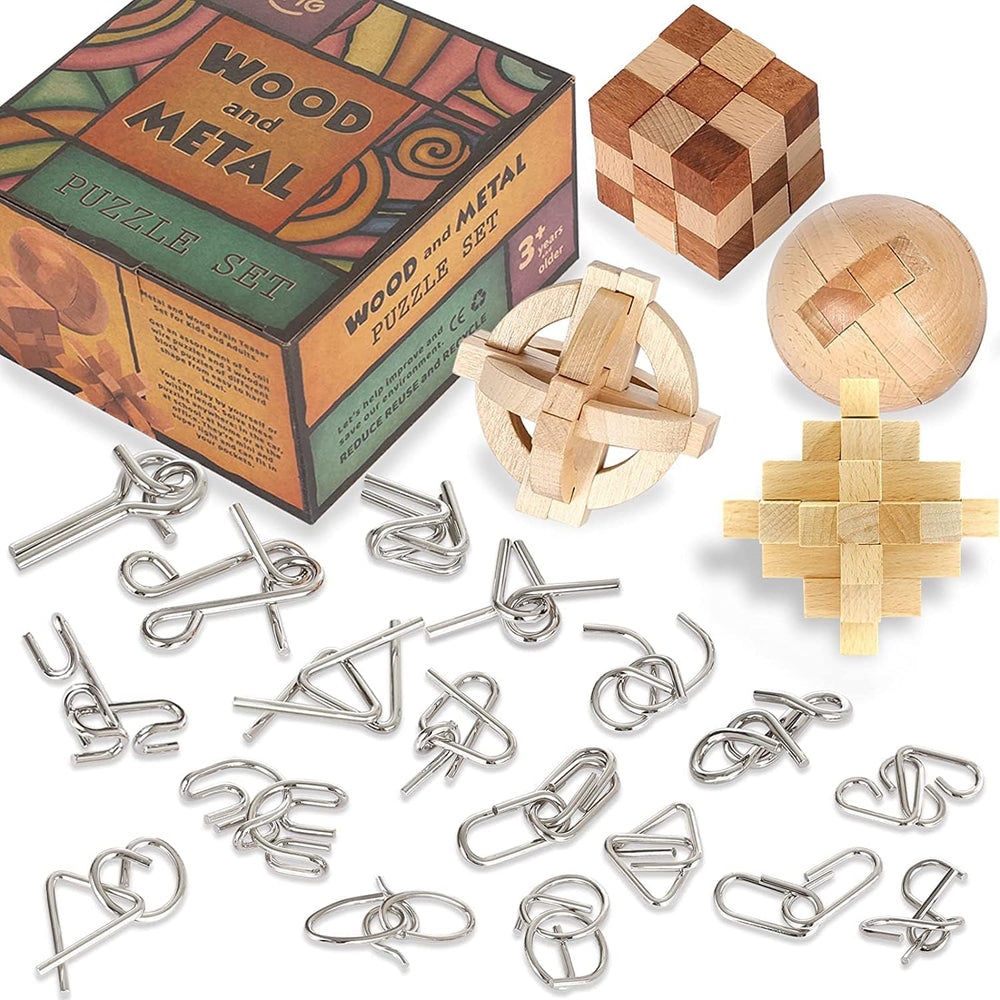 LESONG brain teasers 22-pack puzzle set for solo or group play and focus practice