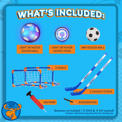 Let Loose Moose hockey hover ball set ball in motion for dynamic indoor practice.