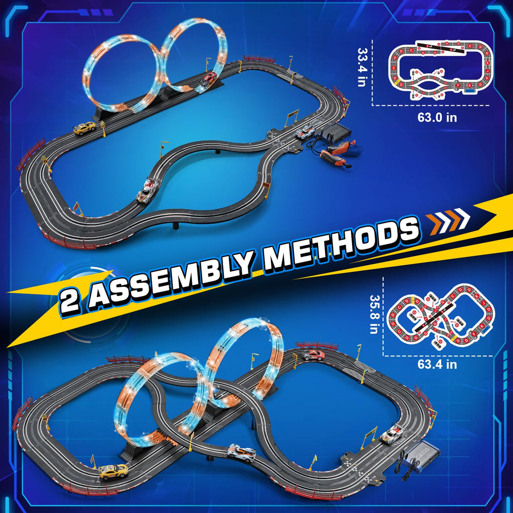 Letapapa four-slot cars pack ready for competitive two-player races.