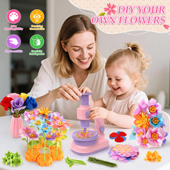 Letapapa vase and base assembly lets kids arrange finished blooms into display.