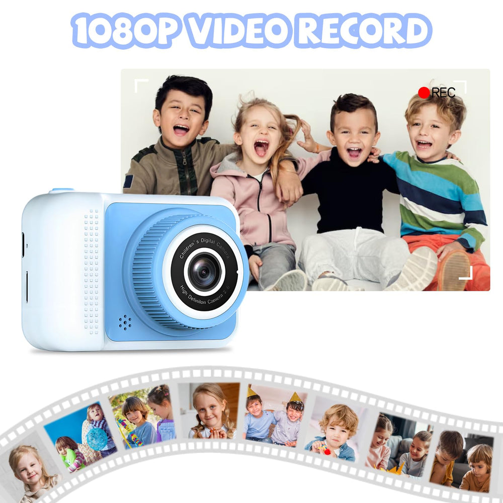 LETONGJH Kids Camera blue compact design ideal for travel and play.