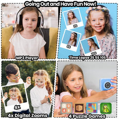 LETONGJH Kids Camera blue puzzle games and filters spark imagination.