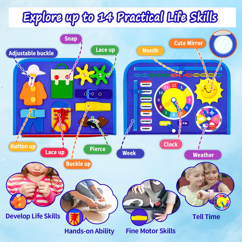 Letoya Busy Board dress buttons activity promotes self-help dressing skills