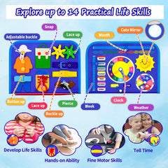 Letoya Busy Board dress buttons activity promotes self-help dressing skills