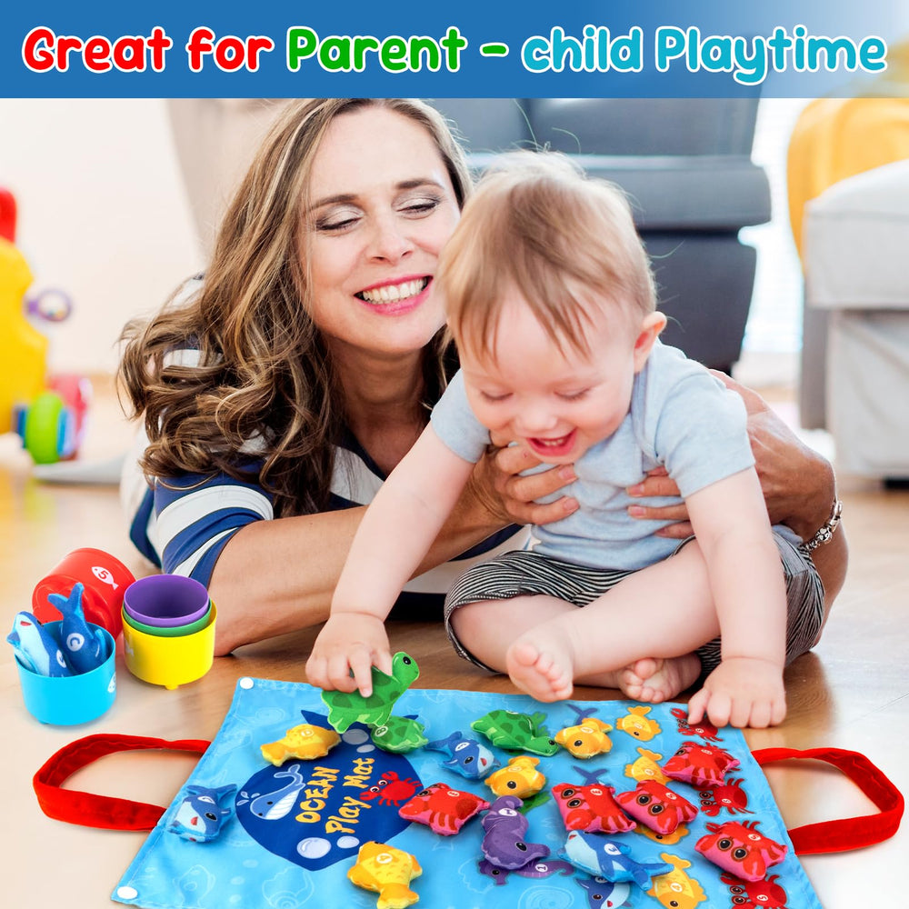Letoya toddler play scene showing interactive fishing game setup