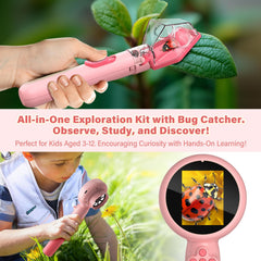 LEUOA Kids Microscope bug catcher setup for backyard insect study.