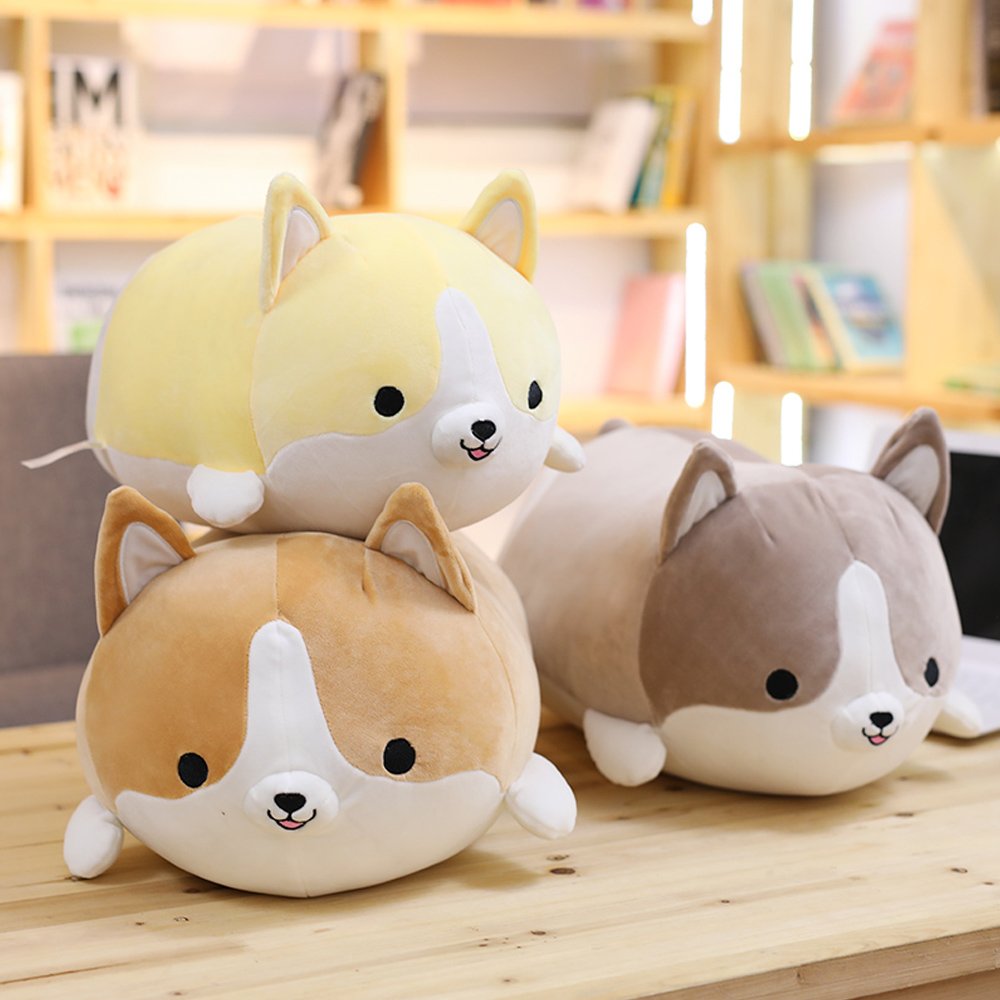 Levenkeness Corgi Plush Pillow down cotton fill for lasting fluff.
