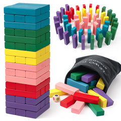 Lewo wooden stacking blocks and dice tower enhance family game nights and strategic thinking
