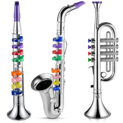 Lewtemi set of 3 kid instruments with saxophone, clarinet, and trumpet for playful learning
