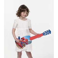 Lexibook compact plastic guitar, lightweight for easy handling by children.