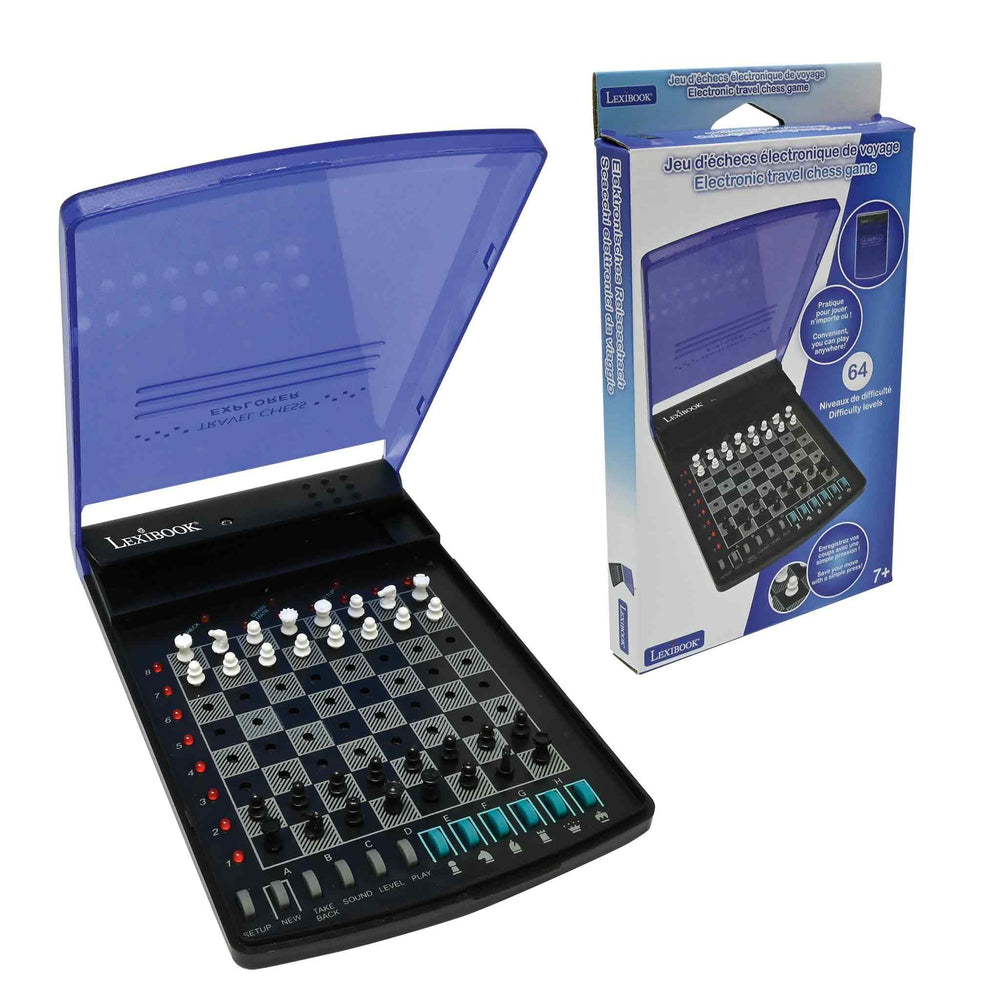 Lexibook electronic travel chess set with lid closed for portable storage.