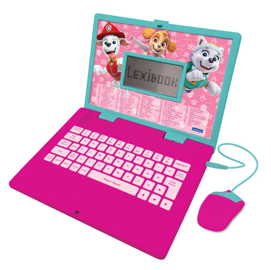 Lexibook Paw Patrol bilingual laptop open with engaging learning activities