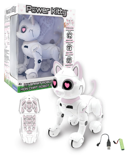 LEXIBOOK Power Kitty front view—engaging robot cat ready for interactive play.