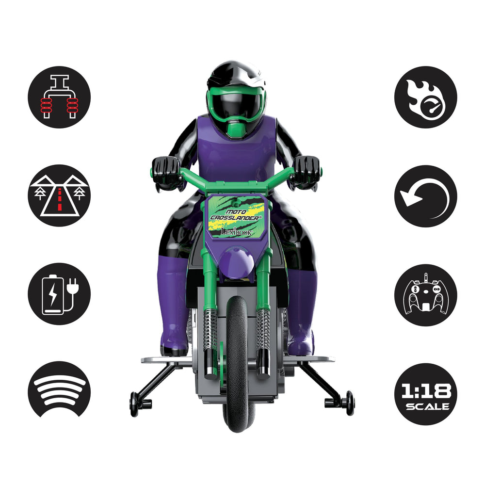 LEXiBOOK RC18 Crosslander light effects for nighttime play and attraction.