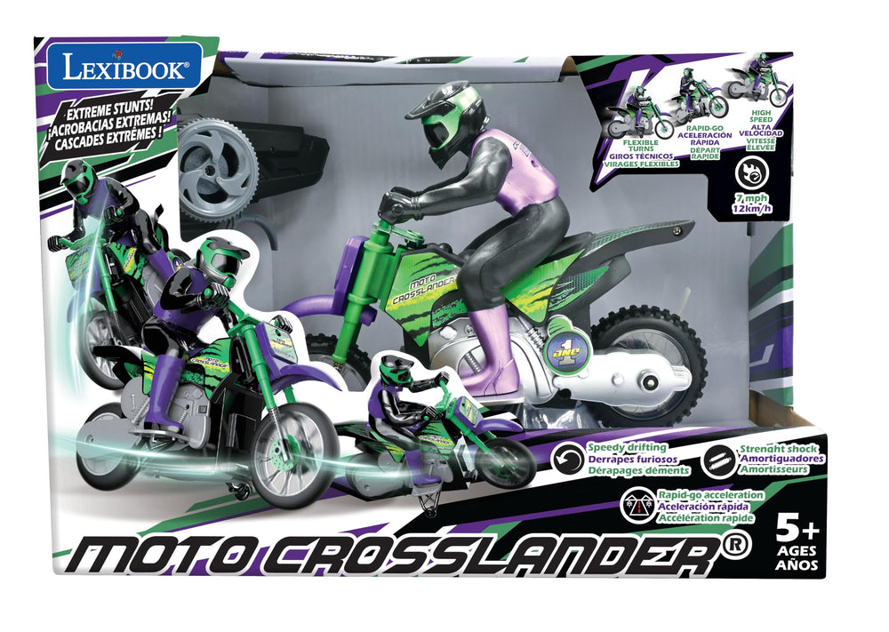 LEXiBOOK RC18 Crosslander wheel suspension absorbs bumps for smoother rides.