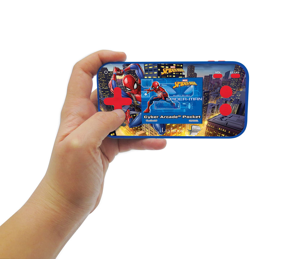 Lexibook Spider-Man Cyber Arcade red and blue casing appeals to kids