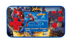 Lexibook Spider-Man Cyber Arcade pocket console front view for travel-friendly fun