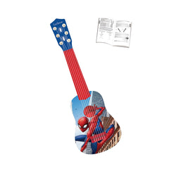 Lexibook Spider-Man first guitar in blue and red, perfect for young beginners.