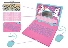 LEXiBOOK Unicorn Laptop bilingual activities display for language learning content