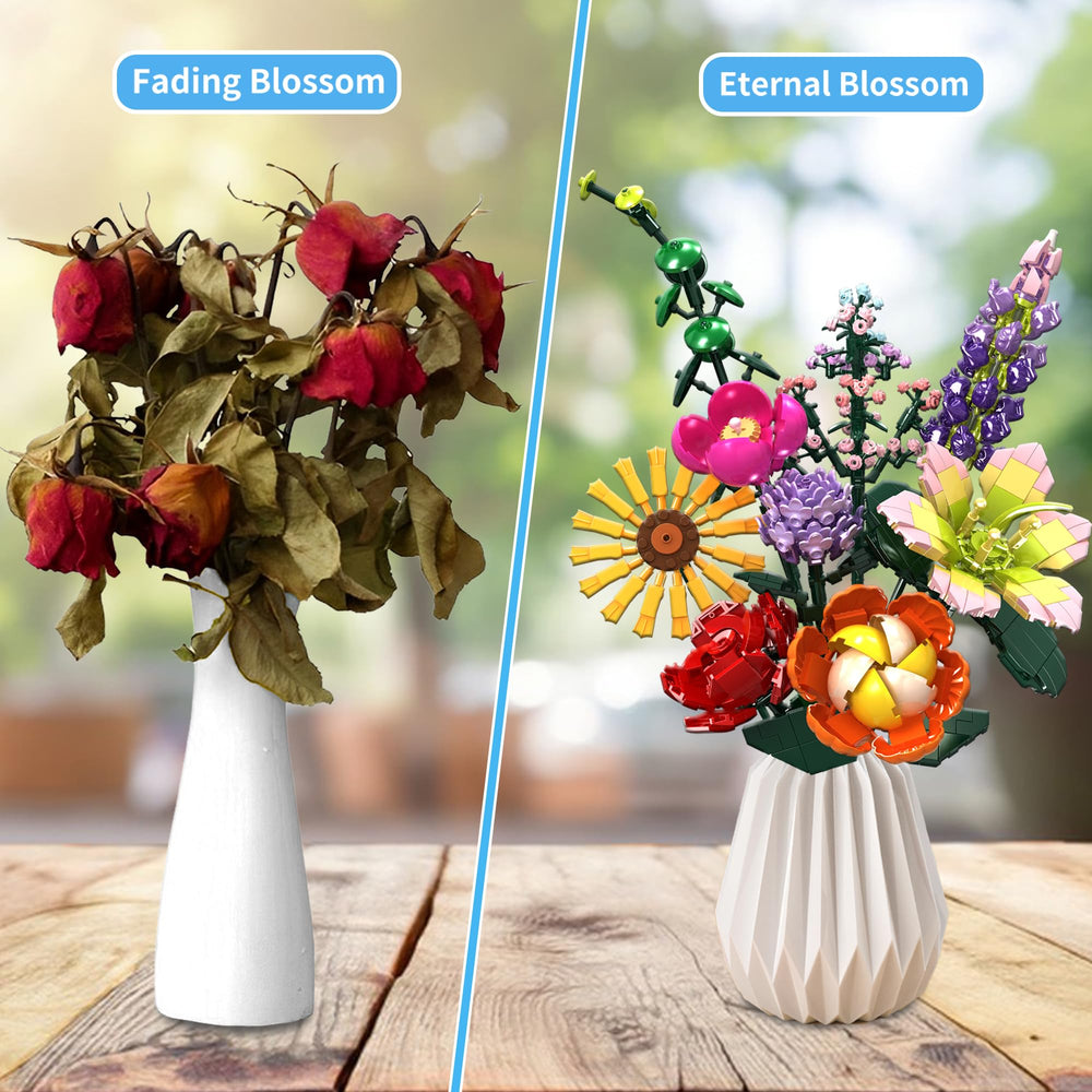 Leyic DIY Flower Bouquet Building Set eucalyptus bouquet close-up with lifelike petals