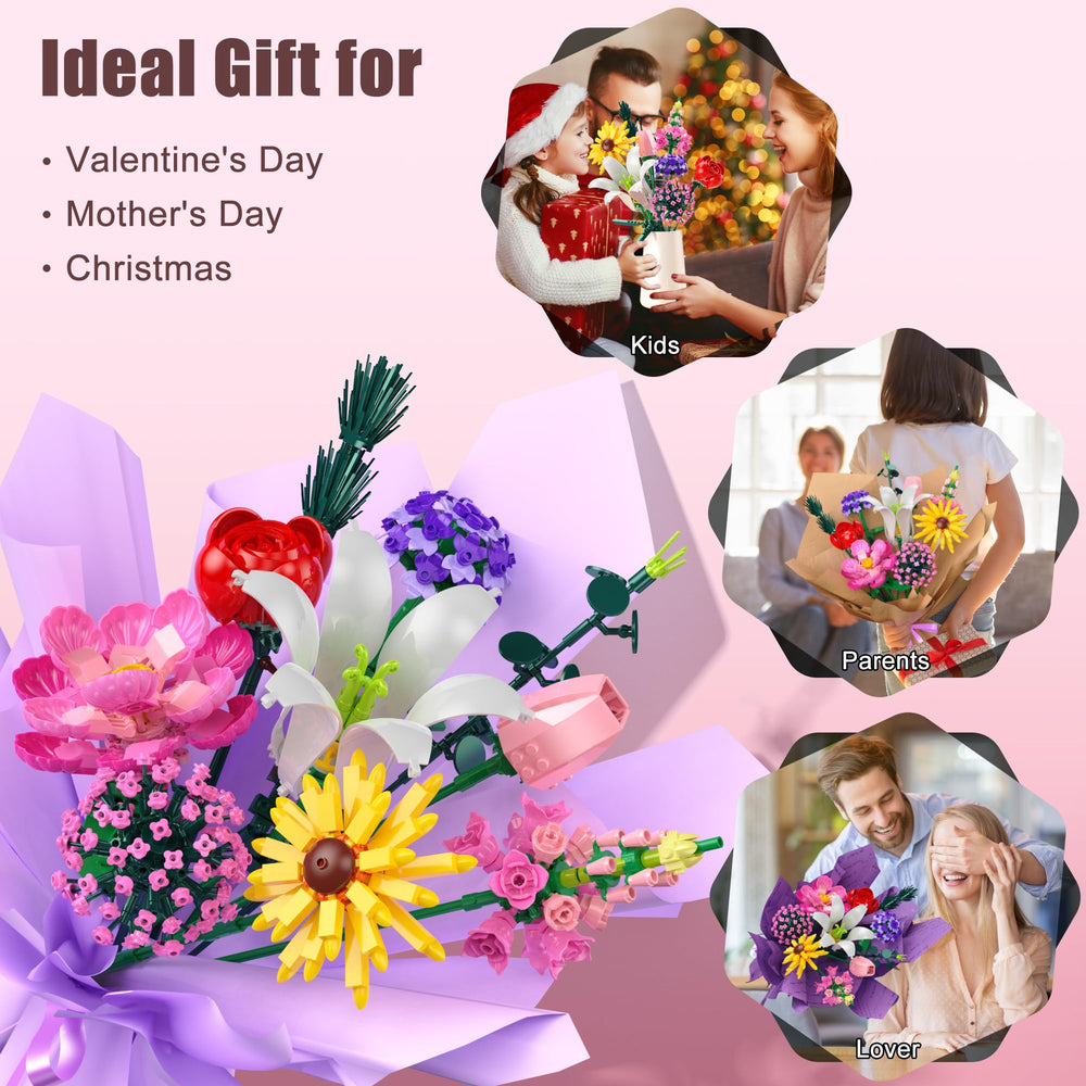 Leyic Flowers Building Set with a detailed guide to spark bouquet creativity.