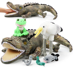 Leyndo 6 in 1 alligator plush with interactive mouth for imaginative play
