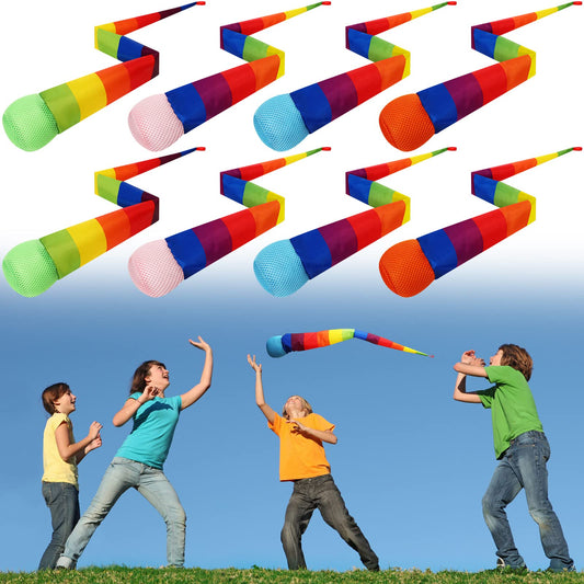 Leyndo comet ball rainbow tail blue top, easy throw and catch for kids.