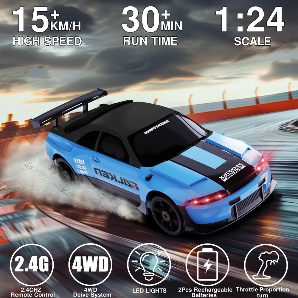 LFOLUSU RC drift car 4WD drive system for better traction