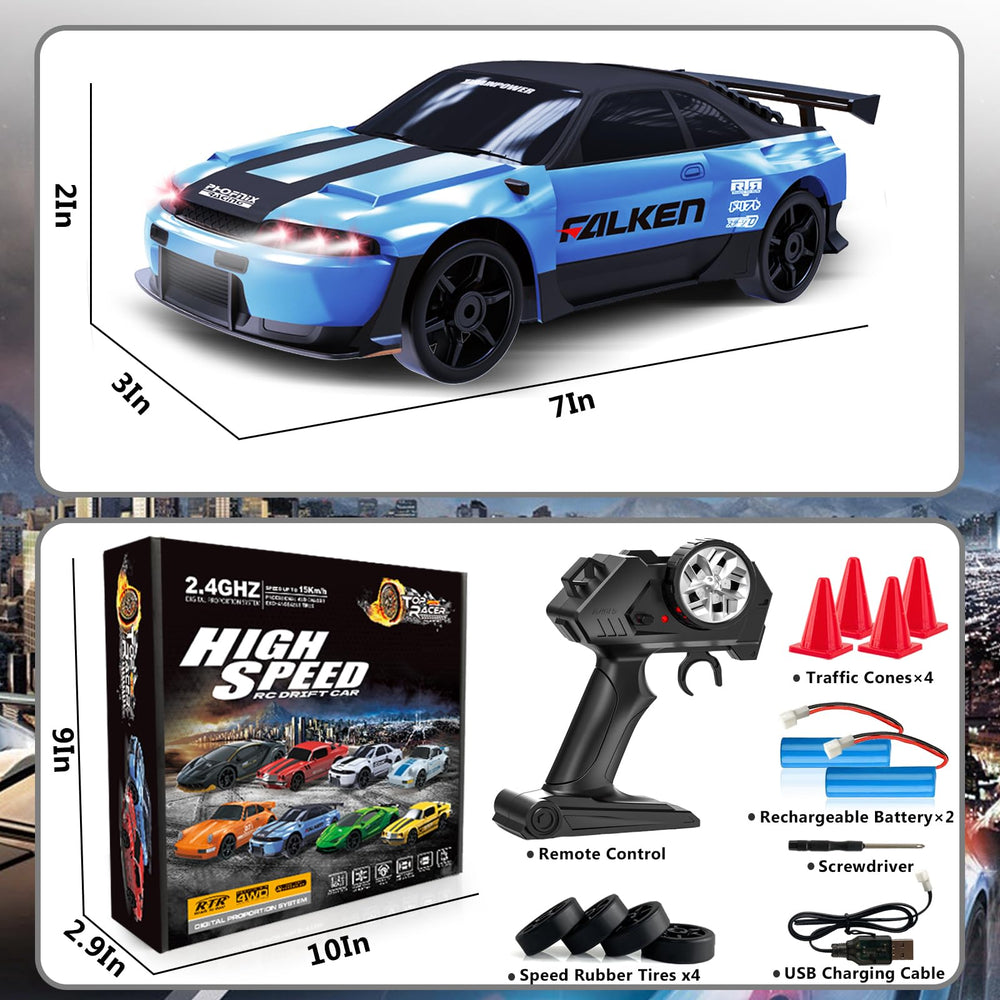 LFOLUSU RC drift car night ride with LED illumination