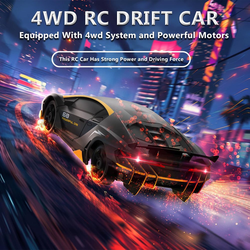 LFOLUSU RC drift car top view highlights sleek compact 1:24 scale.