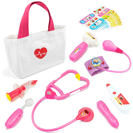 Liberry doctor kit pink bag with complete tools for imaginative pretend play