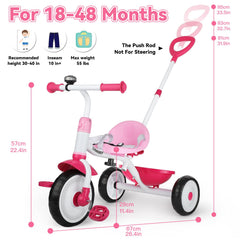 Liberry EVA tire close-up pink tricycle demonstrates quiet indoor and outdoor cruising.